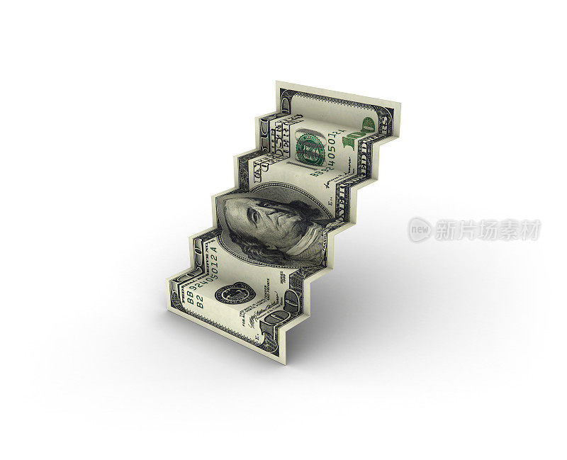 堆叠的一百美元钞票- 3D渲染